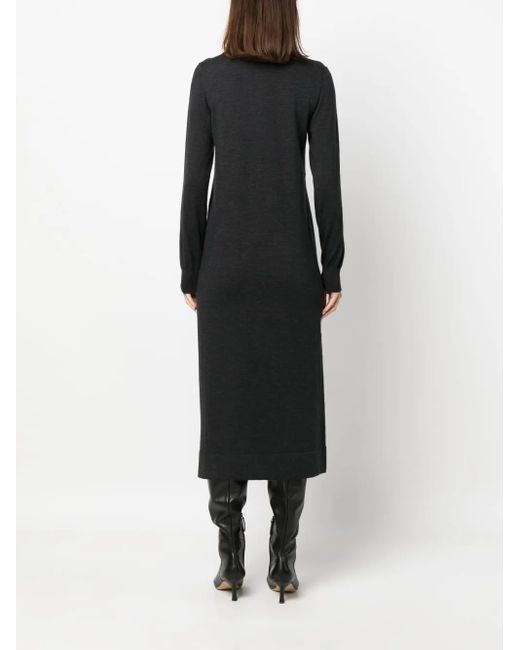 P.A.R.O.S.H. Black Midi Dress With High Neckline