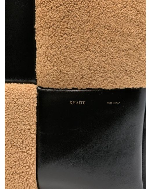 Khaite Black Patchwork Shearling-Panel Tote Bag
