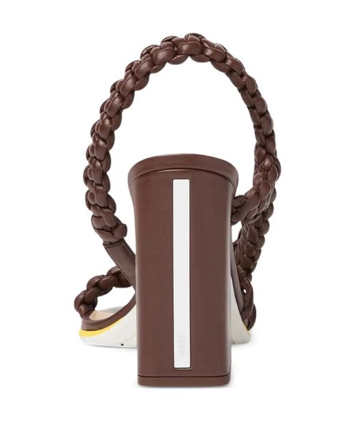 Fendi Brown Arco Braided Sandals
