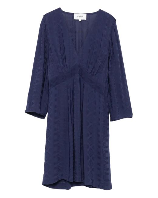 Ba&sh Blue Kleid mit geprägtem V-Ausschnitt