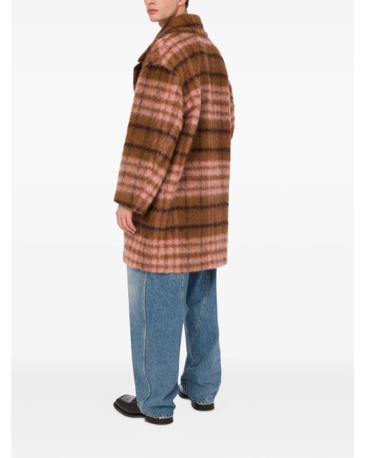Moschino Men's Brown Checked Oversized Coat