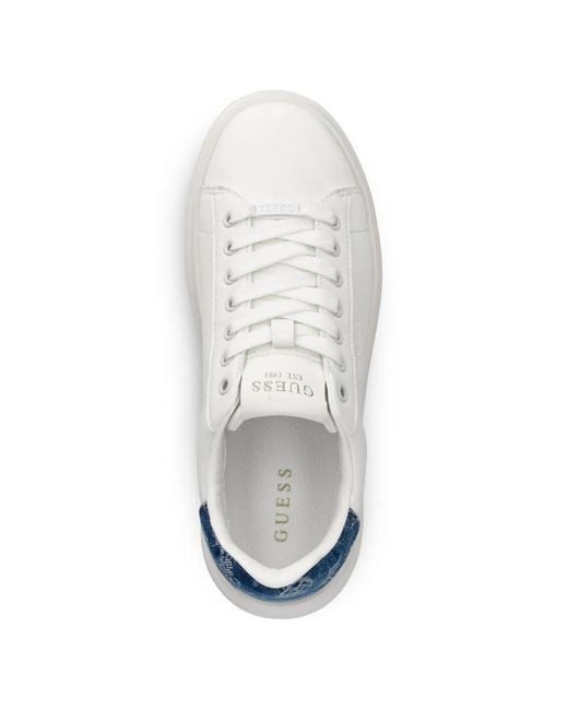 Guess White 4G-Monogram Panelled Sneakers