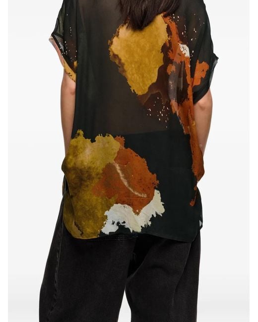 Bimba Y Lola Blue Blot Shirt With Flowing Sleeves