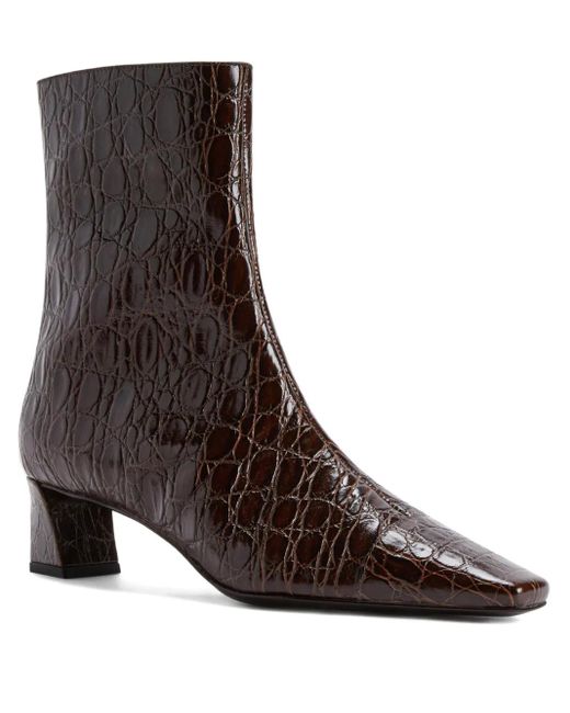 Giuseppe Zanotti Brown Crocodile-Effect Square-Toe Boots