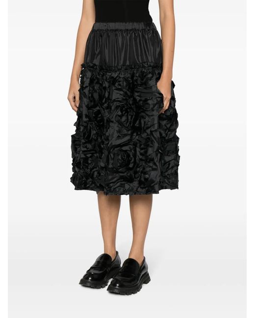 Comme des Garçons Black Ruched Flared Midi Skirt
