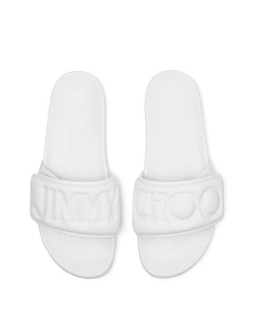 Jimmy Choo White Fitz/m Logo-debossed Slides for men
