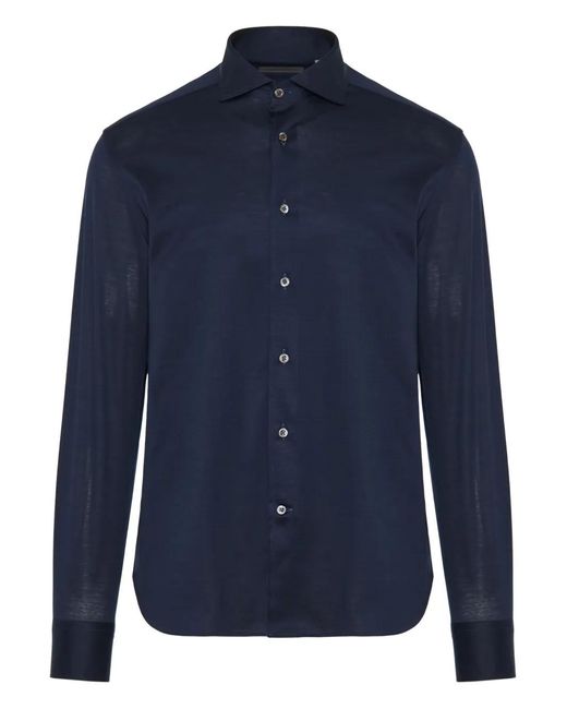 Corneliani Blue Long-Sleeved Button-Fastening Shirt for men