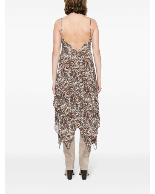 Ixiah Brown Carnelian Paisley-print Midi Dress