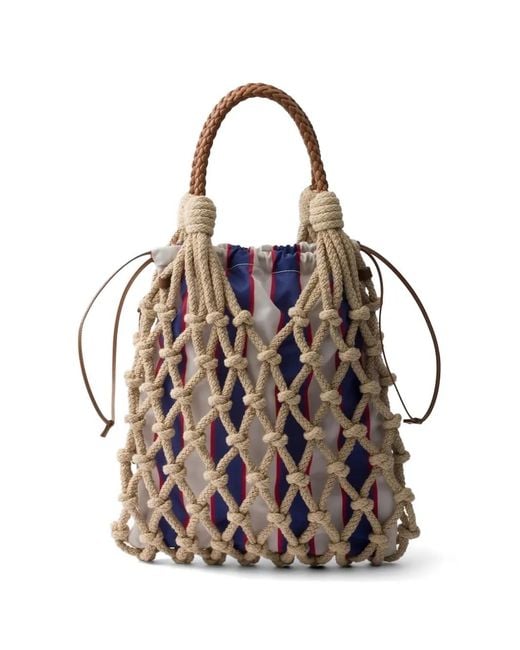 Prada Natural Medium Noué Cotton Tote Bag