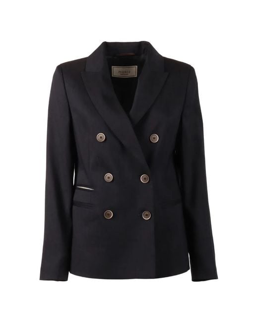 Peserico Black Double-Breasted Blazer