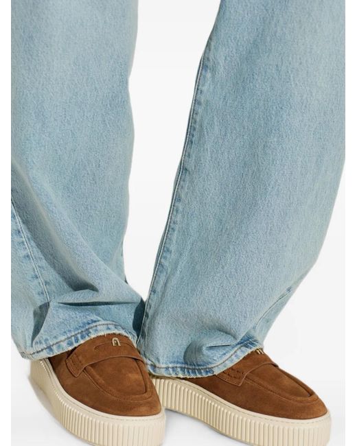 Furla Brown "Sky" Suede Loafers