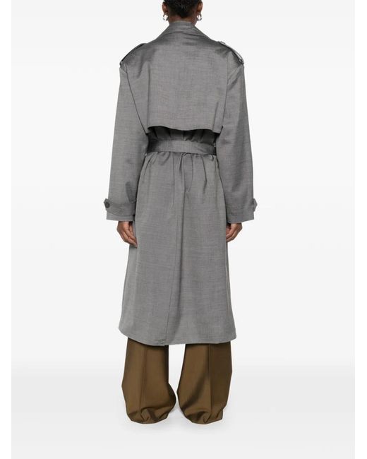 Frankie Shop Gray Double-Breasted Trench Coat