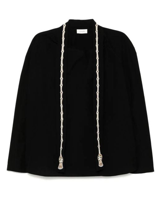 Lemaire Black Embroidered Ascot Blouse