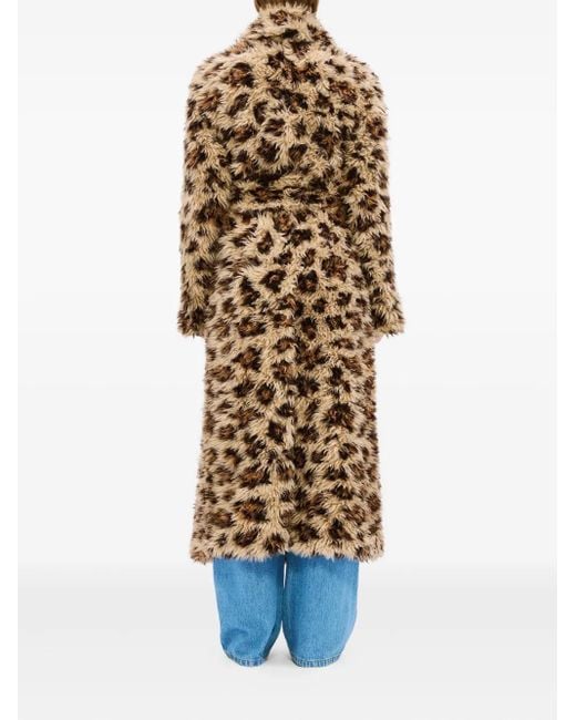 MSGM Natural Mantel mit Leoparden-Print