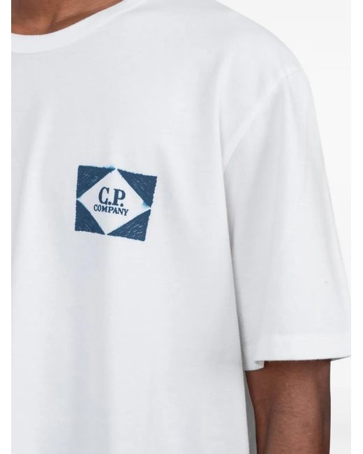 C P Company White C.P. Company Graphic T-Shirt for men