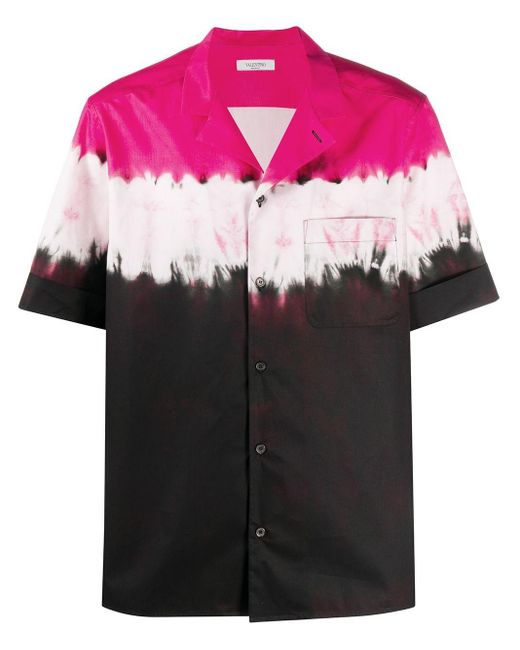Camicia con fantasia tie dye di Valentino in Black da Uomo