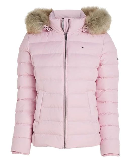 Tommy Hilfiger Pink Faux-Fur Trimmed Puffer Jacket