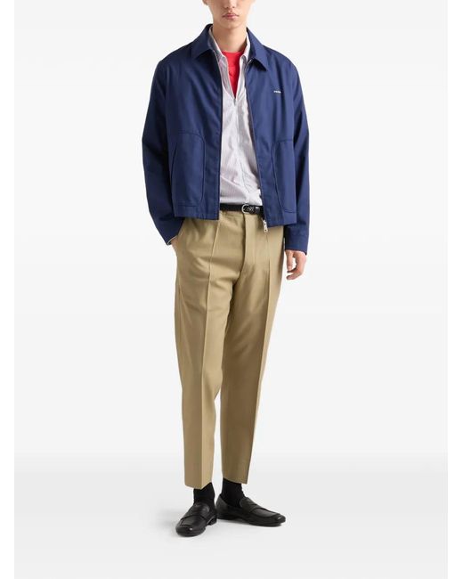 Prada Blue Zip Logo Jacket for men