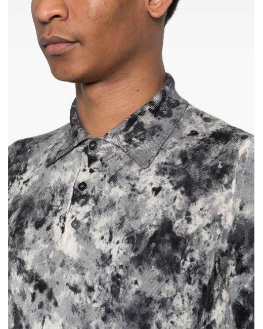 Avant Toi Geripptes Poloshirt mit abstraktem Print in Gray für Herren
