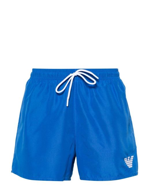 Emporio Armani Blue Logo-embroidered Swim Shorts for men
