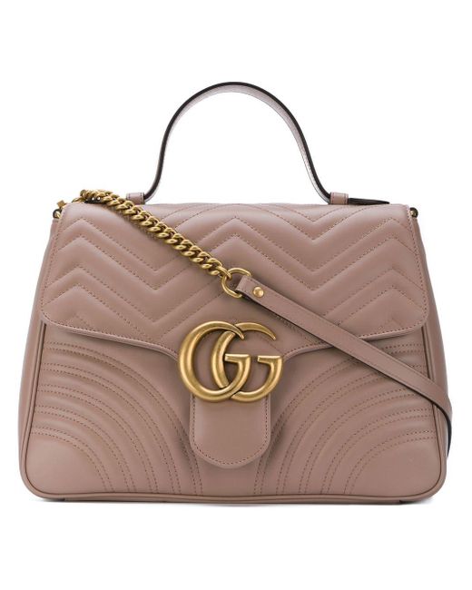 GG Marmont medium top handle bag Gucci en coloris Brown