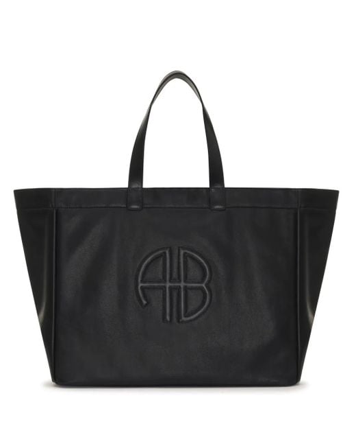 Anine Bing Leren Shopper in het Black
