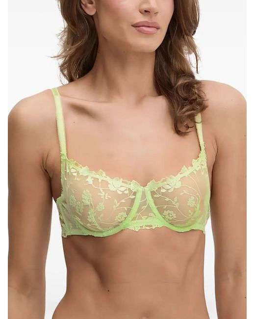 Guess Green Maya Floral-Lace Underwired Bra
