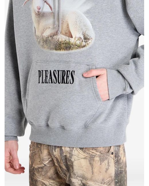 Pleasures Gray Graphic-Print Hoodie for men