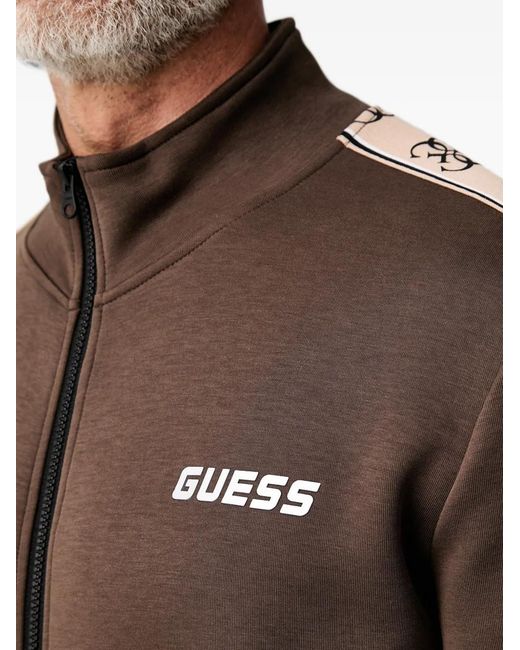 Guess Black Logo-Tape Zip-Up Sweater for men