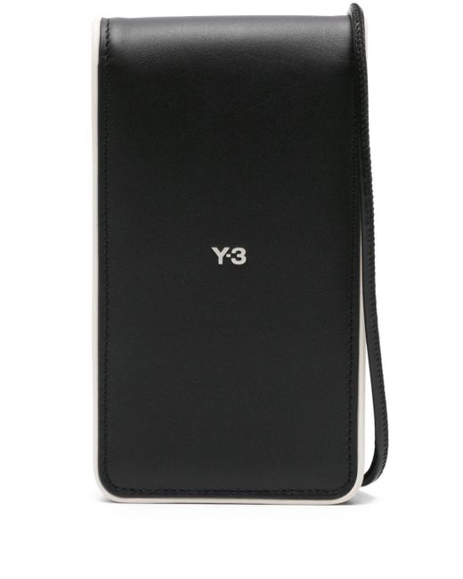 Étui de téléphone en cuir à logo imprimé Y-3 pour homme en coloris Black