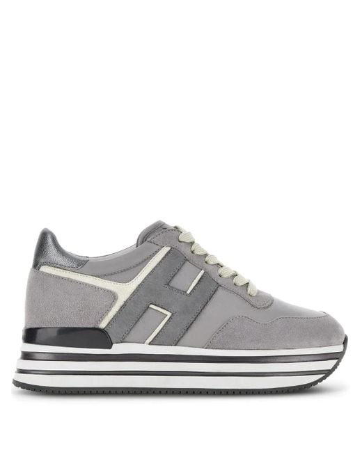 Hogan Gray H483 Midi Platform Lace-Up Sneakers