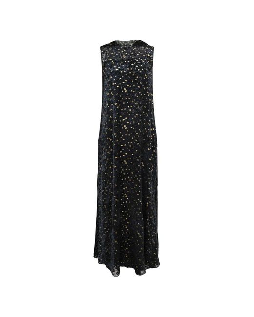Biyan Black Beaded-Neckline Fil-Coupé Dress