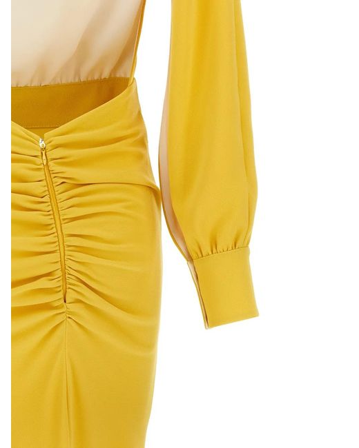 Elisabetta Franchi Yellow Carpet Padded Maxi Dress