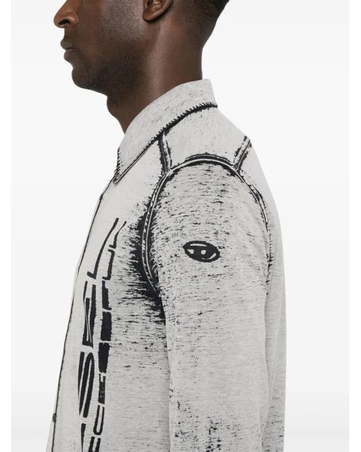 メンズ DIESEL アブストラクトパターン シャツ Gray