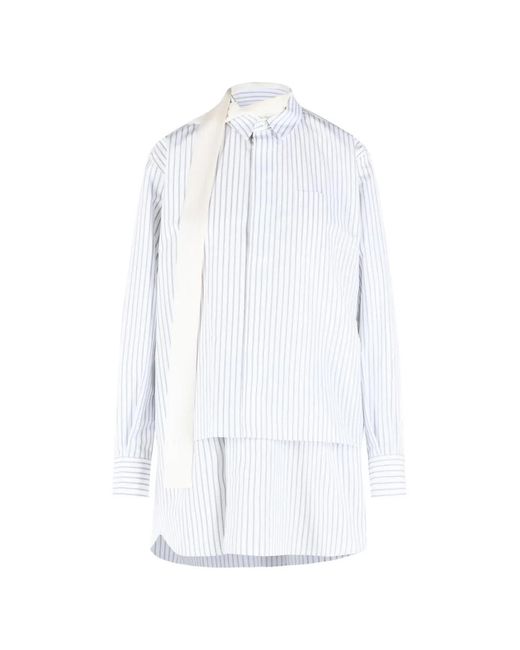 Sacai White Striped Scarf-Detail Mini Dress