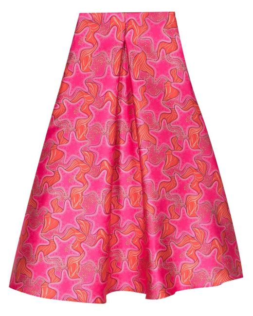 ALESSANDRO ENRIQUEZ Pink Star-print Maxi Skirt