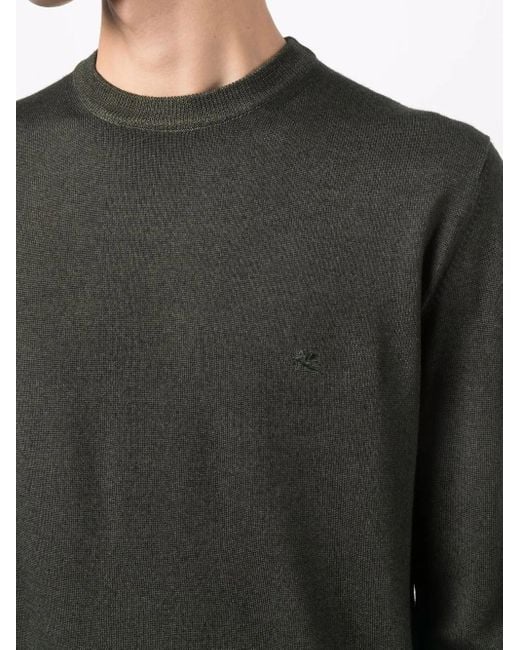 Etro Green Embroidered-Logo Jumper for men