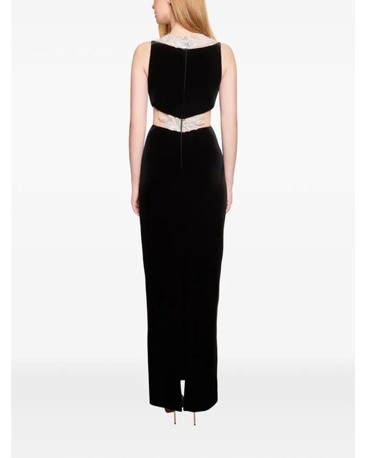 IMROSKA Black Queen Cleopatra Cut-Out Embellished Maxi Dress