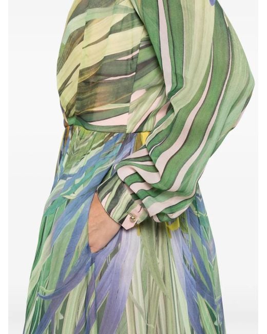 Elie Saab Green Kleid mit V-Ausschnitt