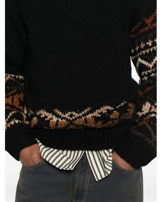NN07 Black Relaxed-Fit Crew Neck Sweater Crafted From A Medium-Weight Woolen Blend For A Soft, Textured Hand Feel for men