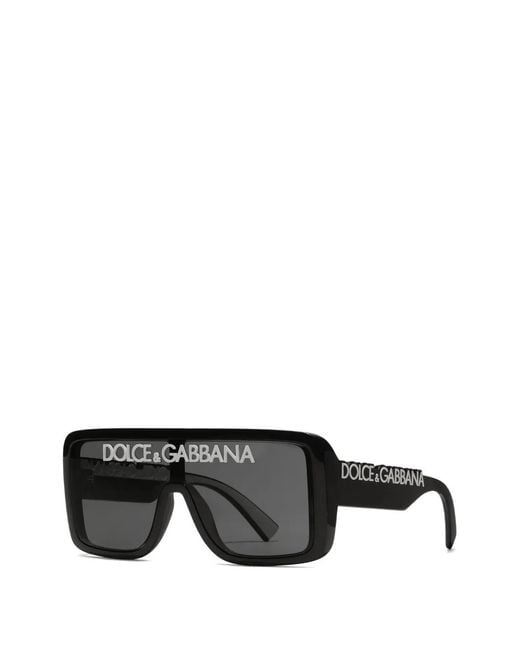 Dolce & Gabbana Black Logo Rectangle Sunglasses