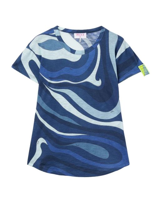 Emilio Pucci アブストラクトパターン Tシャツ Blue