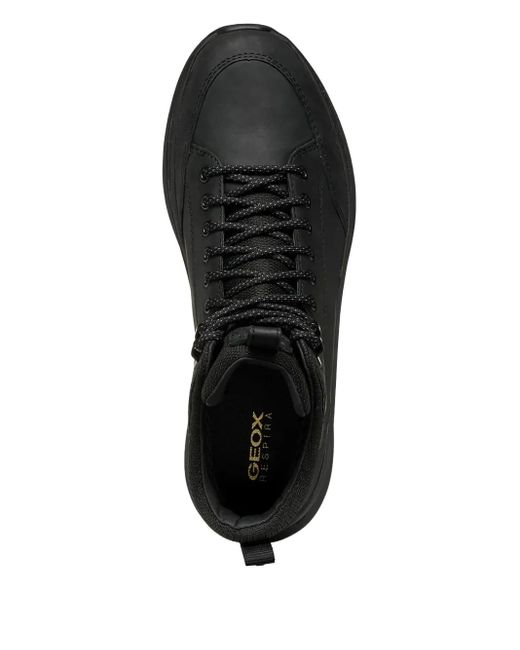 Geox Black Lace-Up Leather Boots for men