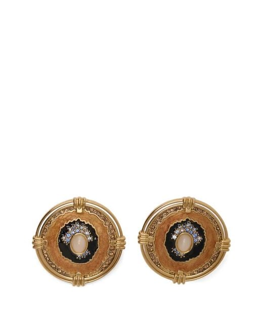 Roberto Cavalli Metallic Crystal-Embellished Medallion Earrings