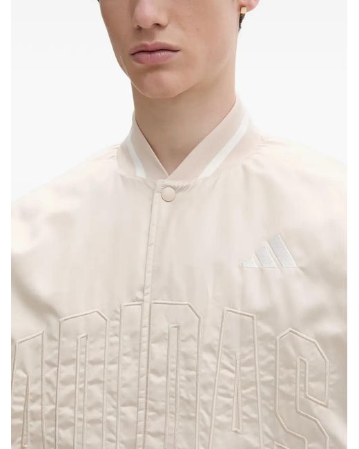 Adidas Natural Stadium Logo-Lettering Bomber Jacket for men
