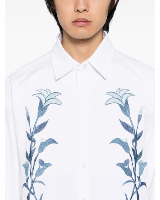 Camicia Con Ricamo Floreale di JUNTAE KIM in White da Uomo