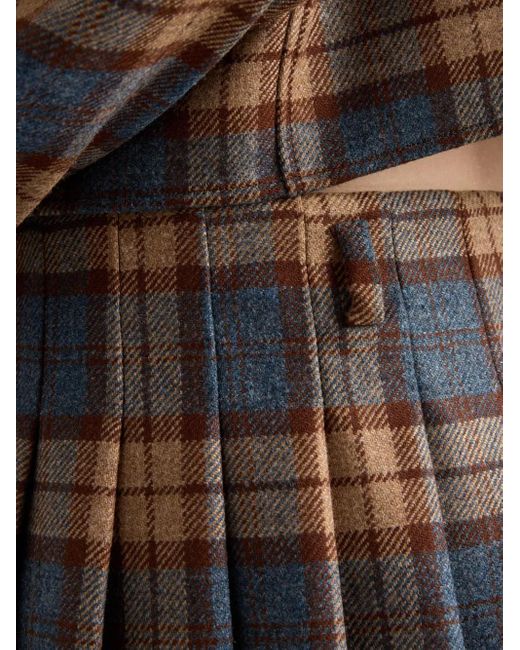 Prada Blue Checked Wool Mini Skirt
