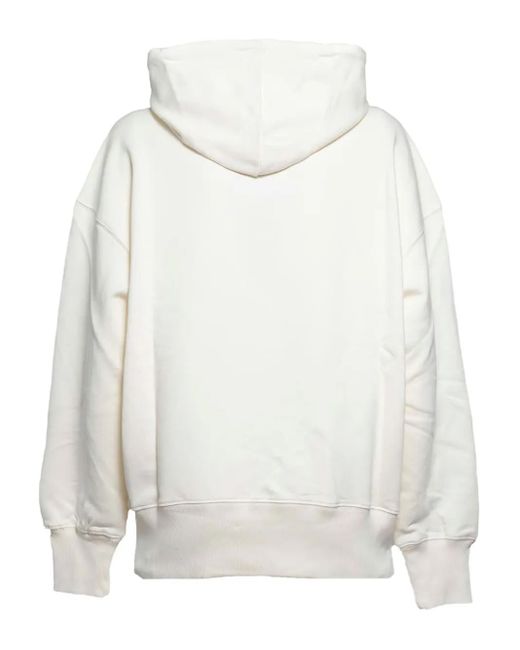 MSGM White Logo-Print Hoodie