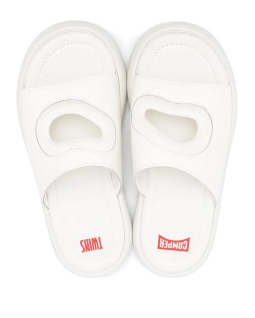 Camper White Pelotas Flota Twins Leather Slides