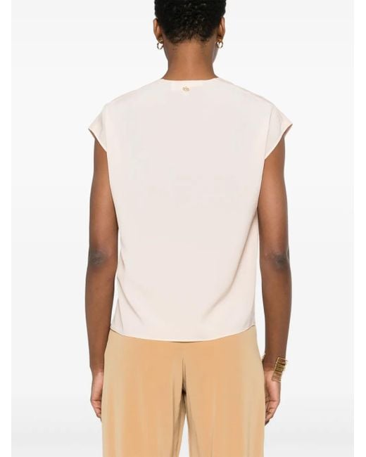 Genny Natural Cap-sleeve blouse